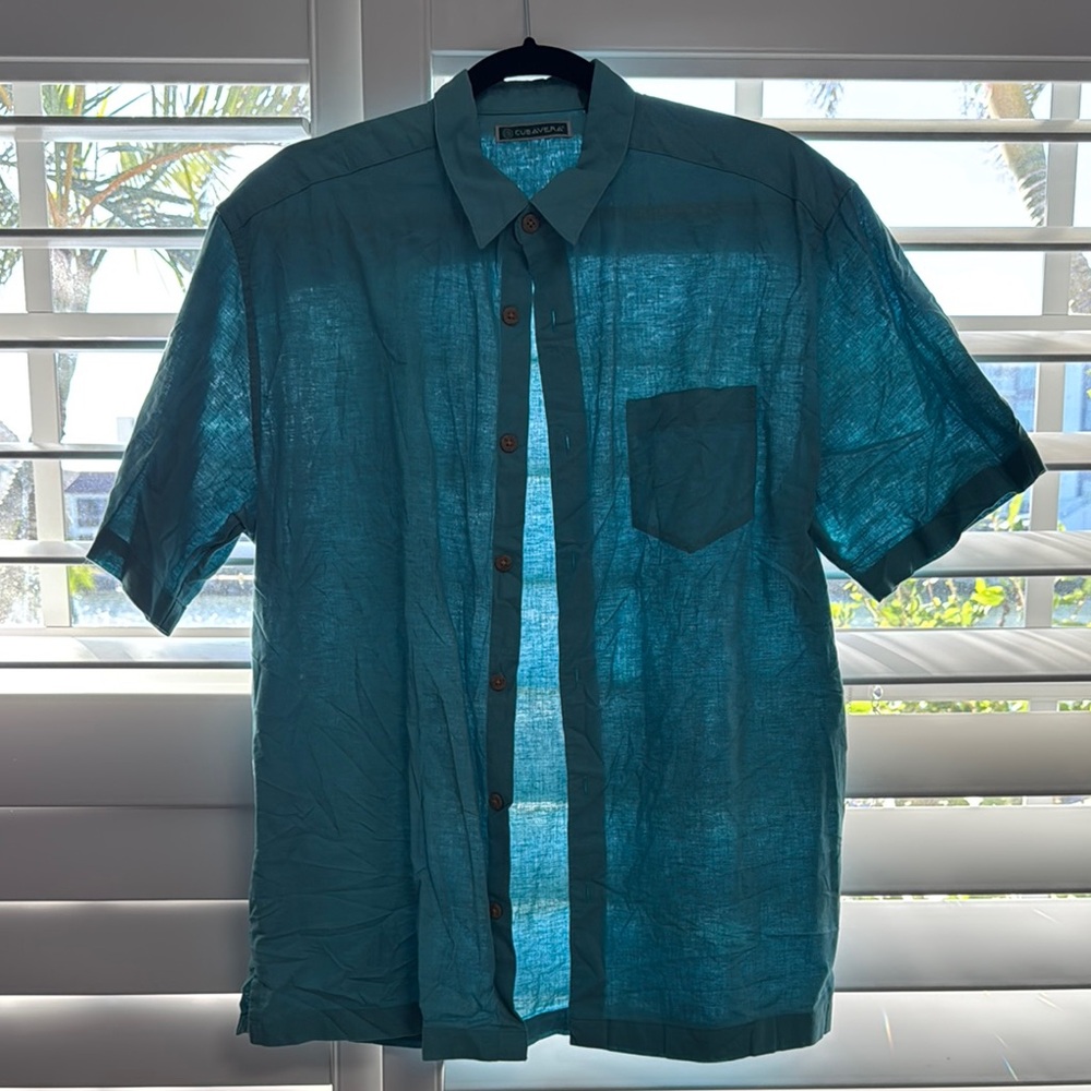 Cubavera Blue Casual Button Down Shirt